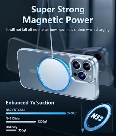 FNTCASE for iPhone 12 Pro-Max Case: Strong Magnetic Anti Yellowing Slim Clear Case | Military Grade Protective & Shockproof Drop Protection Thin Transparent Phone Cover(Q-Clear) - Image 3