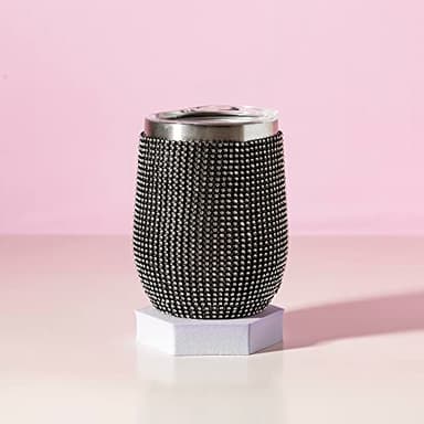 Paris Hilton Diamond Bling Wine Tumbler, Vacuum Insulated Stainless Steel with Easy Sip Lid, Bedazzled with Over 2500 Rhinestones, 12-Ounce, Black - Image 9