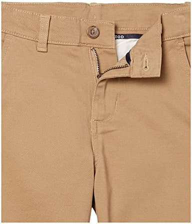 IZOD Big Boys School Uniform Flat Front Twill Pants, Burnished Khaki, 8 Slim - Image 3