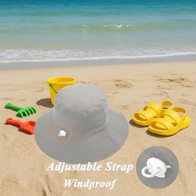 Windproof Lightweight Baby Sun Hat - UPF 50+ Bucket Hat with Wide Brim | Adjustable Strap&Chin Tie, Foldable for Beach, Hiking 0-7years Pink-Beige - Image 3