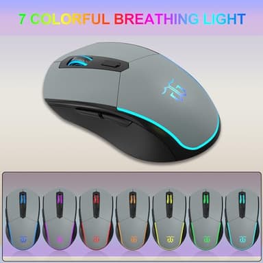 Snpurdiri 60% Wireless Gaming Keyboard and Mouse Combo,Rainbow Backlit Rechargeable 2000mAh Battery,Mini Mechanical Feel Keyboard + Popular RGB Mice for Gaming,Business Office(Gray-Black-Orange) - Image 7