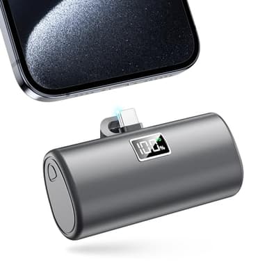 Portable Charger, [2-Pack] 6000mAh Power Bank for iPhone 17 16 15 Pro Max, 20W USB-C Fast Charge, LCD Display, Travel Essentials Small Battery Pack for Android Phones, Birthday Gifts for Women Man - Image 1