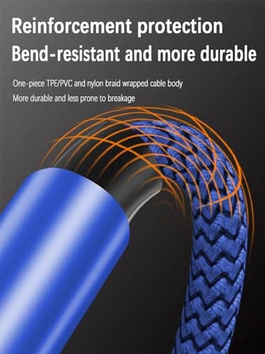 10FT 60W USB-C to USB-C Right Angle Long Charging Cable, Type-C Fast Charge Blue Long Nylon Braided Cord for Apple-iPhone 15,Sam-Sung Galaxy S24/S23,iPad Air,Google Pixel 9,One-Plus 11,PS5 Controller - Image 6
