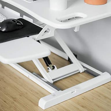 TechOrbits Standing Desk Converter - 37 Inch Adjustable Sit to Stand Up Desk Workstation, MDF Wood, Ergonomic Desk Riser with Keyboard Tray, Desktop Riser for Home Office Computer Laptop, White 37" - Image 5