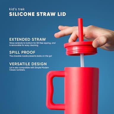 Simple Modern Kids 24 oz Tumbler with Handle and Silicone Straw Lid | Spill Proof and Leak Resistant | Reusable Stainless Steel Bottle | Gift for Kids Boys Girls | Trek Collection | Sea Glass Sage - Image 4