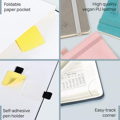 POPRUN Monthly Planner 2026-2027 (Large- 8.5" x 10.5" Soft Cover), 18-Month Calendar Book (Jan.2026 - Jun. 2027), Calendar Planner with Monthly Tabs & Pocket, 100 GSM Paper - Burgundy - Image 5