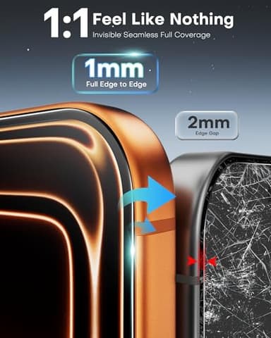OMOTON Privacy Screen Protector for iPhone 17 Pro Max [Auto-Dust Removal], Tempered Glass with 9H+ Hardness & 12FT Military Grade Shatterproof, 100% Anti-Spy, Full Coverage Protection, 2 Pack - Image 6