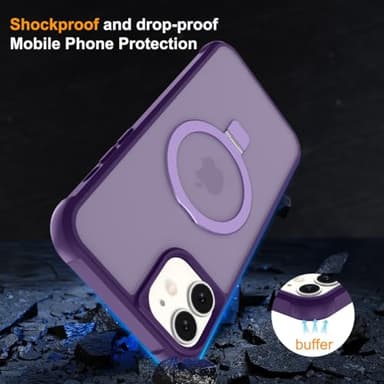 CHAOFEnG Magnetic Compatible with iPhone 11 Case with Stand [Military Grade Drop Tested][Compatible with Magnet] Ring Translucent Slim Hard Back Soft Edge, Purple - Image 2
