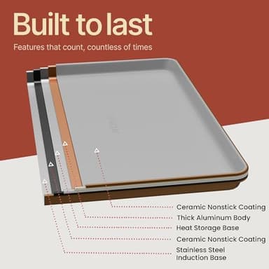 Bakken 8-Piece Stackable Bakeware Set - Ceramic Non-Stick Coating, Baking Sheets, Assorted Baking Pans, PTFE, PFOA & PFOS Free - Healthy Baking, Ergonomic Handles, Cooling Rack, Non-Toxic, Oven-Safe - Image 9