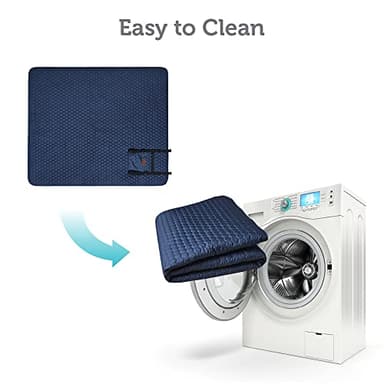 Friends Forever Large Travel Dog Bed Mat, Portable Pet Sleeping Pad with Carrying Strap, Couch Protector, Soft Quilted Cover Throw for Cold Weather, Machine Washable, 50" W x 60" L, GEO Navy/Grey - Image 7