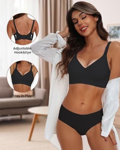 HORISUN Seamless Bra Full Coverage Wireless Bra for Women with Support(Black XL) - Image 2