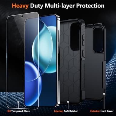 SPIDERCASE Designed for Samsung Galaxy S24 FE Case, [10 FT Military Grade Drop Protection], 2 Pack [Tempered Glass Screen Protector+Camera Lens Protector] Heavy Duty Shockproof Case, Black - Image 4