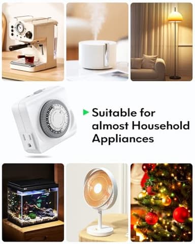 Timers for Electrical Outlets Indoor, Dual 3 Prong Outlet, 24-Hour Plug-in Mechanical Lights Timer for Christmas Lights, Grow Lights, 30-Minute Intervals, Daily Cycle, ETL Listed - Image 7