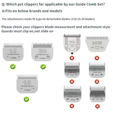 Animal Stainless Steel Attachment 8 Colors Guide Comb Set from 1/8 Inch to 1 Inch(3-25mm),Compatible with Andis, Oster A5, Wahl KM10 Series Clipper Detachable Blade(Only fit for 15# 10# 30# blade) - Image 2