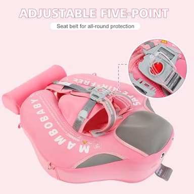 Baby Floats for Pool with Canopy Removable Sun Protection Canopy Mambobaby Float Non Inflatable Upgrade Add Tail Avoid Flip Waterproof Skin-Friendly Infant Swim Float 3-24 Months - Image 5