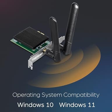 TRENDnet AX3000 Wireless Dual Band & WiFi 6 PCIe Adapter, Bluetooth 5.2 Class 2, 2401 Mbps Wireless AX, 600 Mbps Wireless N Bands, Windows 10, Supports Up to WPA3 WiFi Connectivity, Black, TEW-907ECH - Image 7