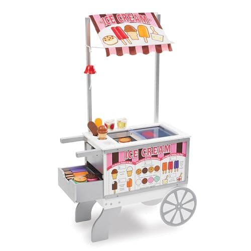 Melissa & Doug Snacks & Sweets Food Cart with Play Food, Wooden Toys & Kids Play Kitchen Accessories, Preschool Learning Toys for Girls & Boys 3+ - Image 1