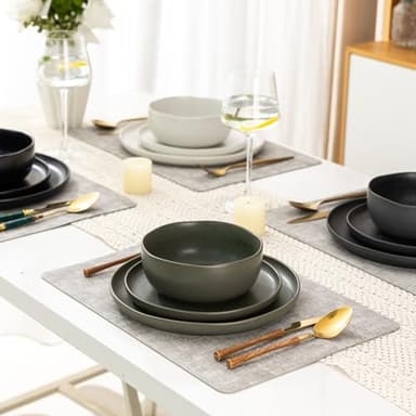 AmorArc Ceramic Dinnerware Sets, Wavy Rim Stoneware Plates and Bowls Sets, Highly Chip and Crack Resistant | Dishwasher & Microwave Dishes set, Service for 4 (12pc)-4 Color - Image 7