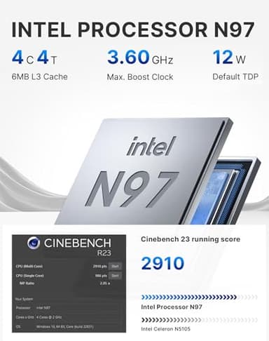 origimagic C1 Mini PC 11 Pro, Intel N97 Mini Desktop Computers (Beat N100/N95) 16GB RAM 512GB SSD Micro PC, HDMI 2.0, WiFi 5.2, BT 5.0, 2.5GbE LAN 4K Triple Display, Small PC for Business Home - Image 3