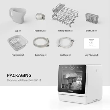 SEAGTOM Portable Dishwashers for Camping and Home with 5l Water Tank, Hose, LED Light, 10 Wash Programs, Baby Care Mode, Dual Water Supply and 1h Hot Air Drying - Image 7