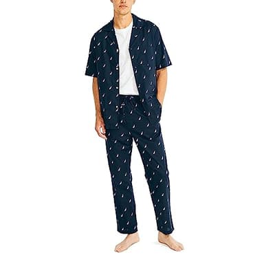 Nautica Men's Soft Woven 100% Cotton Elastic Waistband Sleep Pajama Pant, Maritime Navy, X-Large - Image 4