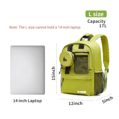 Shukiku 15 Inch Cool Backpack for Woman Man, 3 in 1 Removable, College Travel Daypack, Green Large - Image 4