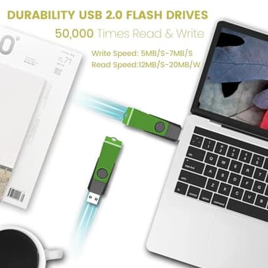 4GB USB Flash Drive 20 Pack AGECASH USB Thumb Drive Bulk USB 2.0 Flash Drives Green Swivel 4GB USB Memory Stick Zip Drive Pendrive with Labels & Lanyards USB Jump Drive Multipack for Data Storage - Image 2