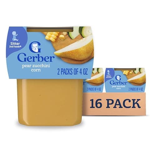 Gerber 2nd Foods, Pear, Zucchini & Corn Pureed Baby Food, 4 Ounce (Pack of 16) - Image 1