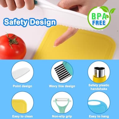 30 Pieces Toddler Knife Set, Kids Knives for Real Cooking, Kids Cooking Sets Real-Montessori Kitchen Tools with Cutting Board Crinkle Cutters Kid Safe Knives - Image 5