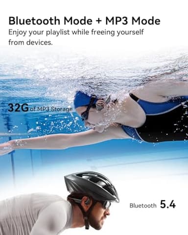 NANK Runner Diver2 Pro Swimming Headphones, IP69 Waterproof Bone Conduction Headphones Built-in Mic, Wireless Bluetooth 5.4 32GB Memory Underwater Swimming Earbuds for Surfing Cycling Sports - Image 4