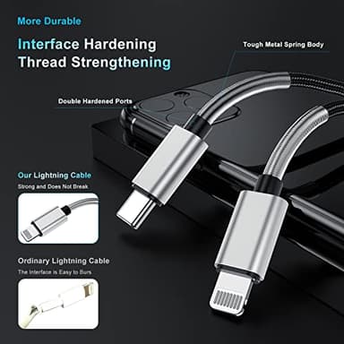 2Pack 10ft iPhone Fast Charger Cable, [Apple MFi Certified] Long USB C to Lightning Cable 10 Foot, High Fast 10 Feet Apple Charging Cord for Apple iPhone 14/14 Pro Max/13 Mini/12/11/XS/XR/8/7Plus,iPad - Image 4