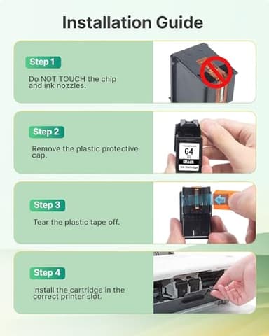 64XL Black Ink Cartridge Replacement for HP Ink 64 for HP 64XL Black Ink Cartridge Printer Ink 64 Work for Envy Photo 7855 7858 7155 7158 6255 6258 Inspire 7200e 7900e 7955e Tango X Terra (2 Pack) - Image 6