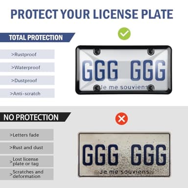 License Plate Covers & Frames, 2 Pack Black License Plate Covers and Frames Combo, Plastic Car Front/Rear License Plate Covers ith Screws Caps, Universal Car Accessories for Most Cars - Image 4