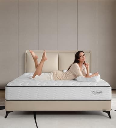 Cejato Full Mattress,Memory Foam Hybrid 12 Inch Full Size Springs Mattresses with Individual Pocket Spring for Pain Relief,Medium Firm White Full Mattresses,CertiPUR-US Certified. - Image 1