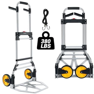 380 LB Capacity Folding Hand Truck Heavy Duty Foldable Dolly Cart with Wheels, Aluminum Collapsible Hand Cart Portable Trolley Dolley with Telescoping Handle for Moving Use Gorpuire - Image 1