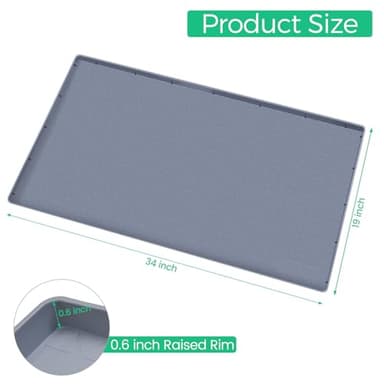 TRZZ Silicone Waterproof Under Sink Mat 34" x 19", Drip Tray and Cabinet Liner for Kitchen and Bathroom, Prevents Water Damage and Organizes Cabinets (Grey) - Image 2