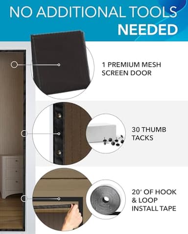 FLUX Magnetic Screen Door - Self-Closing, Pet-Friendly, Durable Polyester Mesh Screen Door with Powerful Magnetic Attachments, Keeps Bugs Out, Fits Sliding Doors and Standard Doors up to 32" x 80" - Image 3