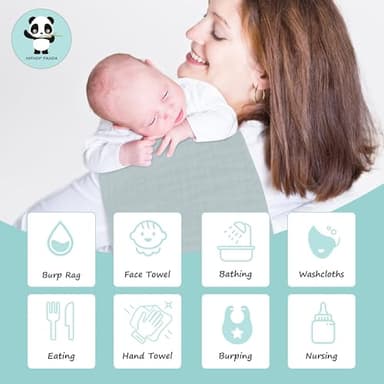 HIPHOP PANDA 10 Pack 6-Layers Muslin Burp Cloths Large - Durable 100% Cotton - Baby Essentials Extra Absorbent and Soft Boys & Girls Rags for Newborn Registry (Slate, 20" X10") - Image 4