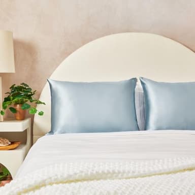 Kitsch Satin Pillowcase with Zipper for Hair & Skin, Softer Than Silk Pillow Cases Queen, Wrinkle-Free, Smooth and Cooling Satin Pillow Covers, Standard Size 19"x26", Haze Blue - Image 9