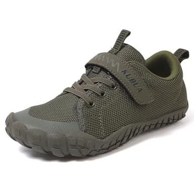 KUBUA Boys Girls Sneakers Kids Sports Barefoot Shoes for Indoor Outdoor Walking Running Athletic Gym Tennis B Green Size 4 Big Kid - Image 1