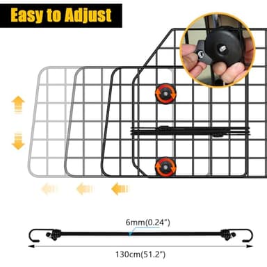 Gtongoko Dog Car Barriers for SUVs, Vehicles, Cars, Trucks, Upgraded Adjustable Heavy-Duty Wire Mesh Pet SUV Barriers Universal-Fit, Car Accessories Safety Travel, 2pcs 51.2In Elastic Ropes Included - Image 4