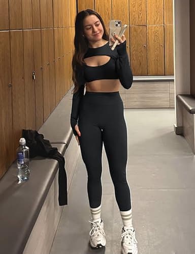 YEOREO Women Crop Top Long Sleeve Bolero Open Front Workout Cropped Shirts Sports Shrug Without Bra Black M - Image 3
