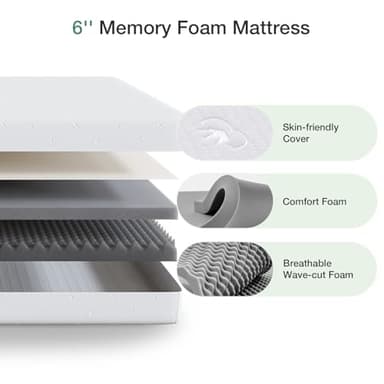 Novilla Queen Mattress 6 Inch Queen Size Memory Foam Mattress with Removable Washable Mattress Cover for Pressure Relief & Comfort Sleep CertiPUR-US Certified Mattress Queen - Image 2