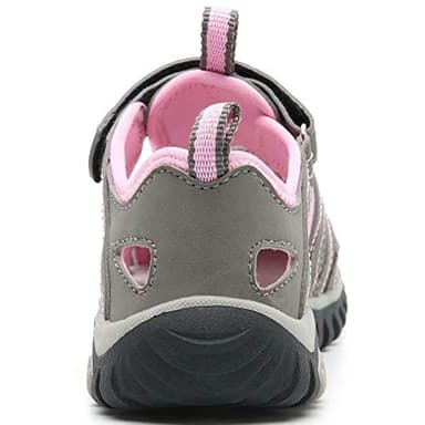 HOBIBEAR Girls Outdoor Closed-Toe Summer Sport Sandals-Grey/Pink - Image 4
