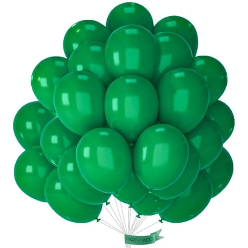 PartyWoo Dark Green Balloons 101 pcs 12 Inch Hunter Emerald Forest Green Latex Helium Balloons for Graduation Christmas Mardi Gras Jungle Safari Birthday Party Decorations Green-Y56 - Image 1