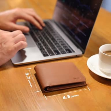 Mrain Full Grain Genuine Leather Wallet for Men (Caramel) | Minimalist Style | RFID Blocking | Bifold | Coin Pocket | Ultra Slim | Gift for Him - Image 3