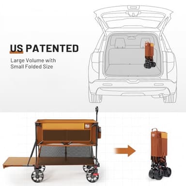 TIMBER RIDGE 400L Large Capacity Folding Double Decker Wagon with Brakes, 54" Extra Long Extender Wagon Cart, 660lbs Heavy Duty Collapsible Cart, All-Terrain Big Wheels for Camping, Sports, Shopping - Image 7