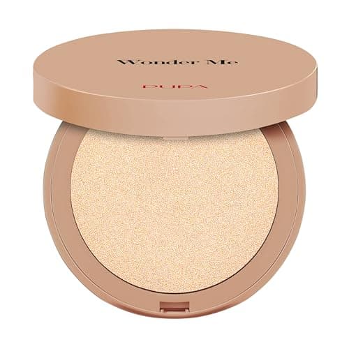 Pupa Milano Wonder Me Glow - Lightweight Makeup Powder - Face Highlighter with Ultra-Fine Pearls - Talc-Free - 102 Pure Gold - 0.264 oz