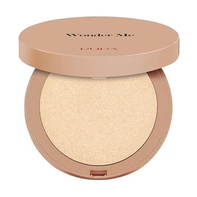 Pupa Milano Wonder Me Glow - Lightweight Makeup Powder - Face Highlighter with Ultra-Fine Pearls - Talc-Free - 102 Pure Gold - 0.264 oz