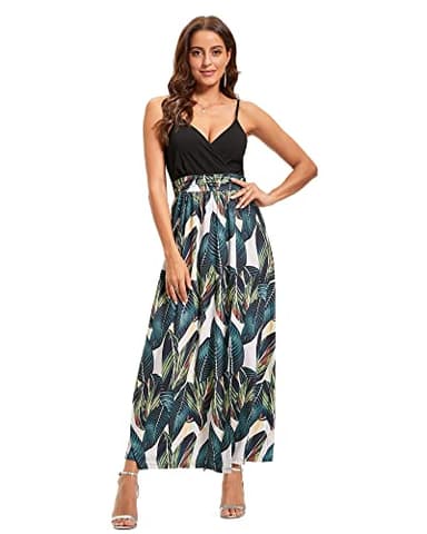 Newshows Summer Outfits Dresses for Women 2025 Beach Vacation Clothes Spaghetti Strap Casual Fall Wedding Guests Country Concert Outfits Long Elegant Classy Flowy Sundress(Floral 09, L) - Image 3